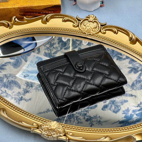 🆕 KURT GEIGER LONDON 🧿 NWOT All Black Leather Multi Card Holder - Picture 3 of 11